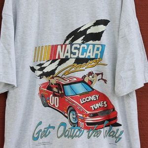 Vintage 1993 NASCAR Looney Toons TAZ shirt Size L